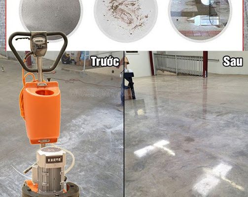Sử dụng máy giúp sàn bê tông bóng đẹp hơn    