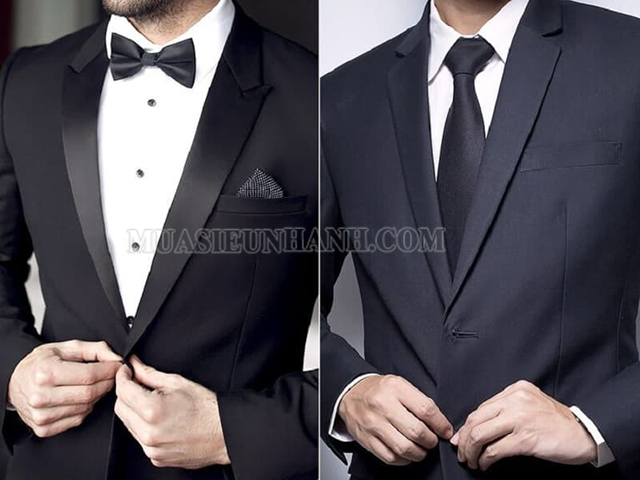 Thiết kế túi của và ve áo tuxedo thường làm bằng lụa satin bóng