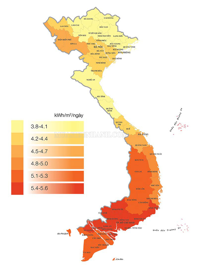 Bản đồ bức xạ nhiệt Việt Nam